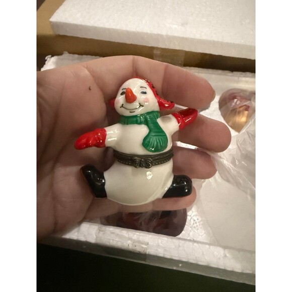 Vtg Y2K Winter Holiday Hinged Trinket Box w/Charm Set of 5 Santa, Snowman, etc - Picture 7 of 12